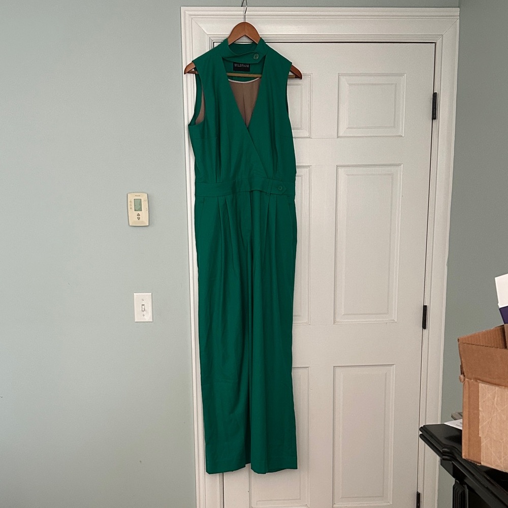 Wildfang Teal Sleeveless Jumpsuit